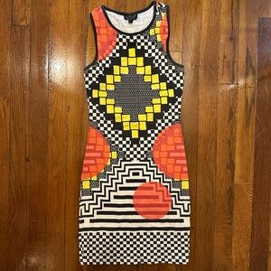 Geometric Patterned Sleeveless Dress